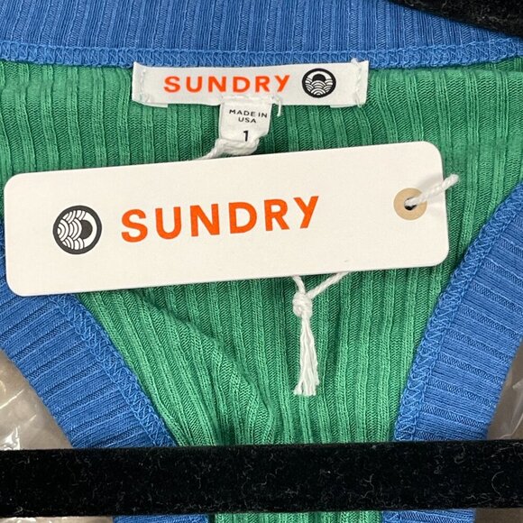 Sundry Color-Block Ruched Dress, Clover/Royal - Size Small - NWT - Picture 5 of 8